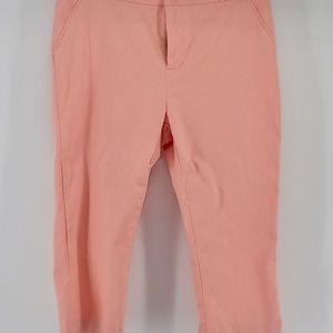 JW Capri Pants SZ Large Peach Cotton Blend Faux Pockets  Mid Rise Stretch